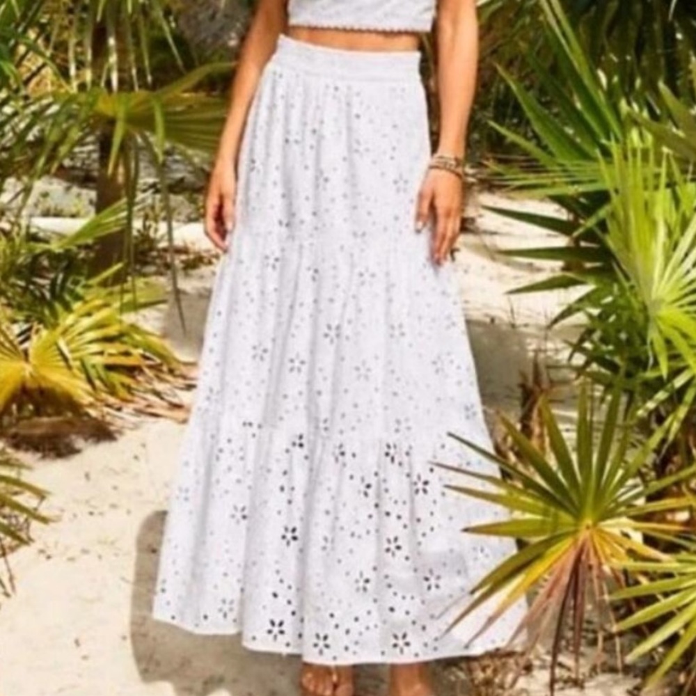 Lilly Pulitzer White Eyelet Maxi Skirt